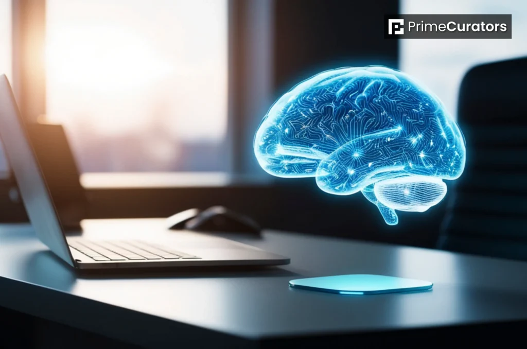 Diagram of a brain, highlighting its importance as the key organ in the human body, linked to AI usage and burnout prevention.